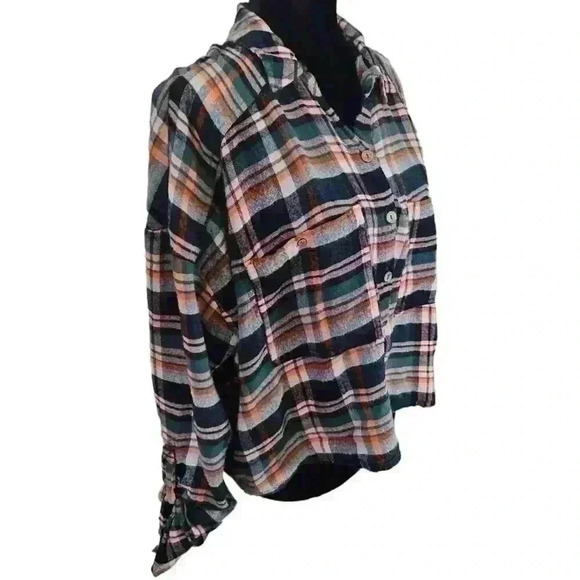 Free People Intimately Free Womens Wrapped In Flannel Cropped Top In Pine L - Picture 3 of 13